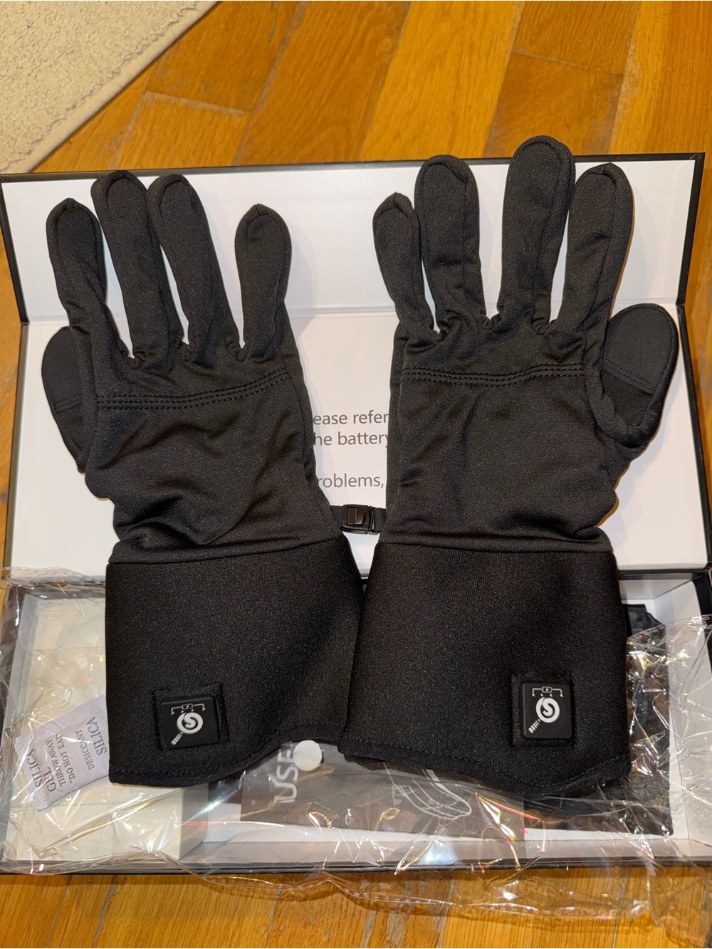 Men's Black Heated Winter Glove Liners with Touchscreen Tips
